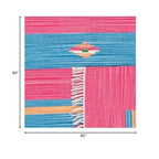 SAFAVIEH Montauk Collection Area Rug - 6' Square, Red & Blue, Handmade Boho Cotton, Ideal for High Traffic Areas in Living Room, Bedroom (MTK551Q) - size: 6' x 6' (Square)
