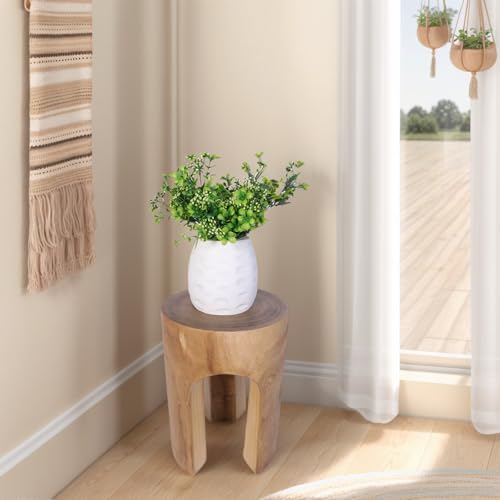 Athaliah Small Solid Wood Accent Table, Handcrafted Rustic Wooden Side Table for Sofa, Plant Stand or Decorative Use