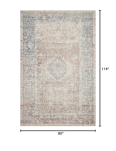 Loloi Chris Loves Julia Jules Collection JUL-07 Natural/Ocean 7'-6'' x 9'-6'', .13" Pile Height, Area Rug - color: Natural / Ocean, size: 7'6" x 9'6" (Rectangular)