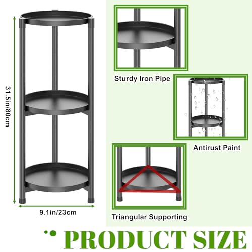 3 Tier Plant Stand Indoor, Black Metal Corner Tall Plant Stands for Multiple Plants, Flower Pot Holder Shelf Outdoor Plant Display Rack for Garden Balcony Patio Living Room - color: 3 Tier-Black-B