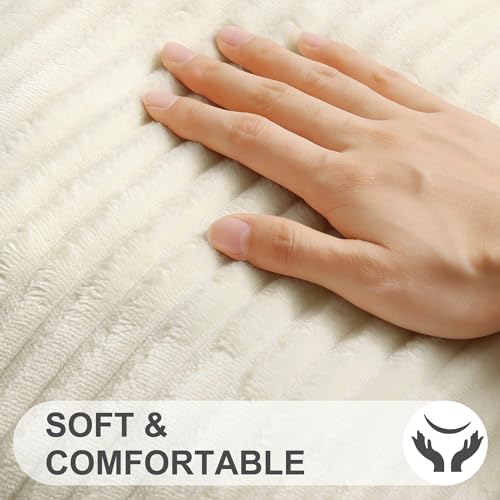 Simmore Decorative Throw Pillow Covers 16x16 Set of 2, Soft Natural Plush Flannel Double-Sided Fluffy Couch Pillow Covers for Sofa Living Room, Beige - color: Beige, size: 16" x 16" (Pack of 2)
