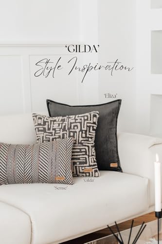 Woven Jacquard Throw Pillow Cover, Pack of 1 Geometric Pattern Textured Decorative Cushion Covers for Sofas, Couches, Fade Resistant Pillow for Sofa & Couch, Gilda, Anthracite, 18x18 Inch - color: Anthracite
