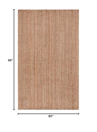 SAFAVIEH Natural Fiber Collection Area Rug - 5' x 8', Natural, Handmade Jute, Ideal for The Living Room, Bedroom, Dining Room (NF402A-5) - size: 5' x 8' (Rectangular)