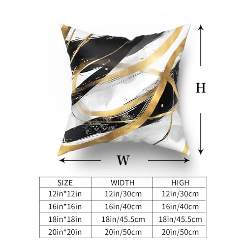 Gold and Black Pillow Covers 22x22 Abstract Throw Pillows for Couch Modern Striped Cushion Covers Black White and Gold Living Room Decor Sofa Bed Decorative Pillows Cases Set of 4 - color: Blackgold, size: 22" x 22" (Pack of 4)