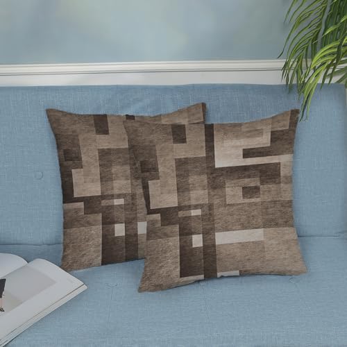 BETGINY Brown Beige White Pillow Covers 20x20, Abstract Art Outdoor Decorative Throw Pillows for Couch, Modern Geometry Decor Cushion Cover 2 Pcs Soft Farmhouse Square Pillowcase for Bed Car Safa - color: Brown Beige, size: 20" x 20" (Pack of 2)