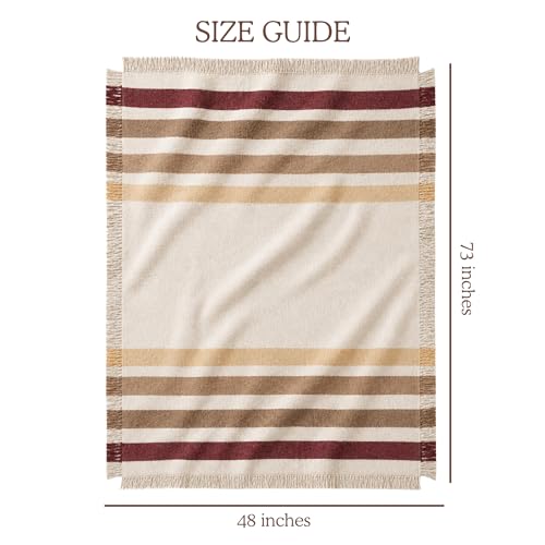 Driftwood Trail Striped Afghan Throw Blanket | Thick & Cozy | Cotton USA Made (73x48) - color: Driftwood Trail