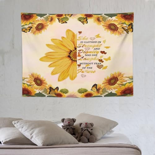 Sunflower Tapestry,Yellow Floral and Butterfly Tapestry for Bedroom,Nature Landscape Tapestry Wall Hanging for Living Room Dorm Home Decor,40"x30" - color: Sunflower-10, size: W40xL30in