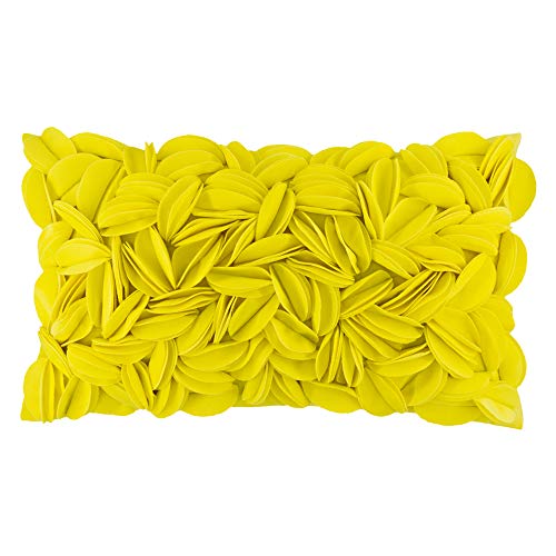 KINGROSE 3D Floral Decorative Couch Throw Pillow Cover Handmade Solid Cushion Cover Soft Pillow Case Sham 12 x 20 Inches Velvet York Yellow - color: York Yellow - Velvet