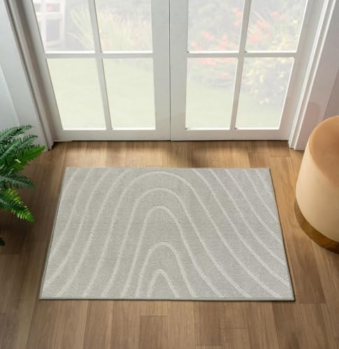LUXE WEAVERS Modern Geometric Wave Gray 2x3 Area Rug - color: Grey, size: 2' x 3' (Rectangular)