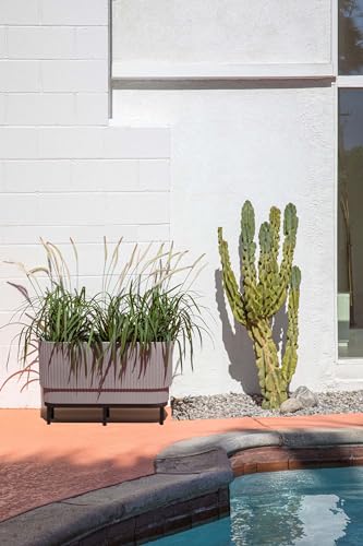 Veradek Demi Series Raised Long Planter for Indoor/Outdoor Use | Made from Plastic & Stone w/Wooden Stand | Modern Patio Décor for Flowers/Shrubs - color: Grey/Black, size: 30 inch - 2 Pack