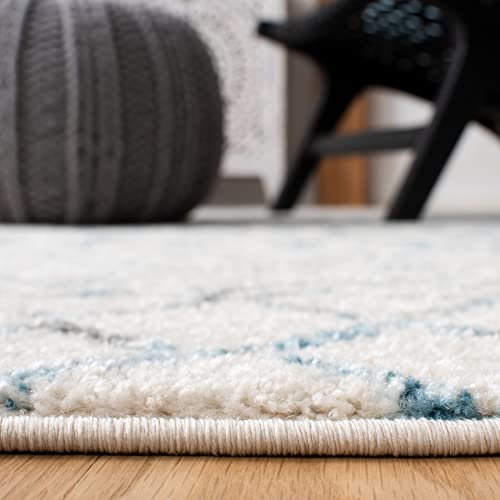 SAFAVIEH Tulum Collection Accent Rug - 2' x 5', Ivory & Turquoise, Moroccan Boho Distressed Design, Non-Shedding & Easy to Clean, Ideal for Front Door, Kitchen, Entryway, Foyer (TUL270B) - color: Ivory/Turquoise, size: 2' x 5' (Rectangular)