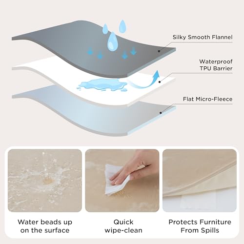 Bedsure Waterproof Blanket for Bed Twin Size 60"x80"- Soft Flannel Fleece Couch Cover Throw Blanket for Large Dogs Pet Leakproof Protector for for Camping, Travel, Cream - color: Cream, size: Twin(60x80")