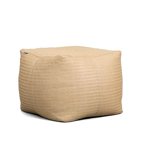 Big Joe Square Ottoman Weatherproof Bean Bag Footrest, Natural Basket Weave, Breathable Weather Resistant Fabric, 2 feet - color: Natural, size: Square Ottoman