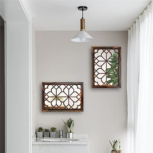 Wocred Set of 2 Rectangular Wall Mirror,Gorgeous Rustic Farmhouse Accent Mirror,Caramel Color Entry Mirror for Bathroom Renovation,Bedrooms,Living Rooms and More(11”x15”) - color: Caramel Color, size: 11x15 inch - 2 PCS