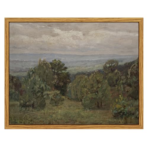 InSimSea Framed Canvas Wall Art, Vintage Landscape Art for Living Room Hallway Shelf, 10x8in, Impressionist Mountain Painting, Rustic Farmhouse Cozy Mid Century Small Nature Decor - color: Blue Ridge Mountain, size: 10"L x 8"W