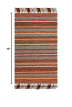 SAFAVIEH Montauk Collection Accent Rug - 2'6" x 4', Rust & Multi, Handmade Boho Stripe Fringe Cotton, Ideal for High Traffic Areas in Entryway, Living Room, Bedroom (MTK901D) - color: Rust/Multi, size: 2'6" x 4' (Rectangular)