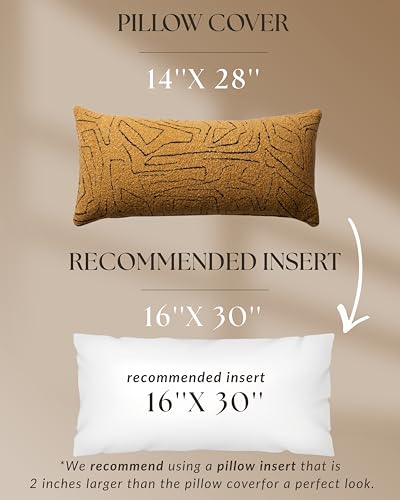 Throw Pillow Covers, Pack of 1 Woven Jacquard Cushion Covers for Sofas, Couches, Bed, Boho Home Decor, Cozy Soft and Comfortable Pillow Cases Bed, Amorf, Mustard 14x28 Inch - color: Mustard, size: 28" x 14" (Pack of 1)
