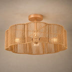 Hamilyeah Rattan Flush Mount Ceiling Light Fixture, 20 Inch Woven Scalloped Boho Ceiling Lamp, 4-Light Gold Ceiling Fixture with Hand-Woven Wicker Shade for Bedroom, Dining Room, Kitchen - color: Gold