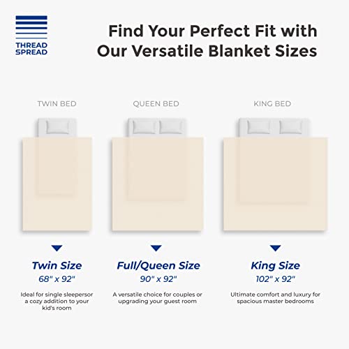 Organic GOTS Certified Cotton Blanket, Twin/Twin XL - 350 GSM, Antistatic, Fuzzy Soft, Lightweight, Sofa, Camping & Travel, All-Season Herringbone Throw, Ivory/Cream + Stylish Bonus Tote Bag - color: Herringbone - Ivory/Cream, size: Twin / Twin XL