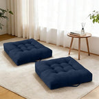 Navy Blue Tufted Floor Cushions with Carry Handle, 18x18 Inch Set of 2, Non-Slip Chair Pads for Yoga Meditation and Floor Pillow Living Room - color: Navy Blue