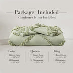 Oli Anderson Tufted Duvet Cover King Size, Soft and Lightweight Duvet Covers Set for All Seasons, 3 Pieces Boho Embroidery Shabby Chic Bedding Set (Mist Sage, King, 104"x90") - color: Mist Sage, size: King(104"×90")