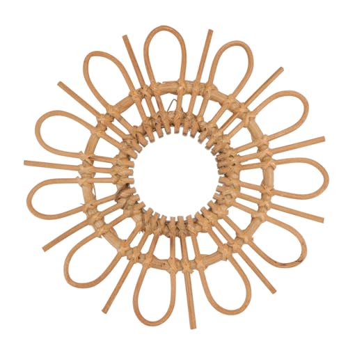 FOMIYES Woven Decorative Wall Mirror Handmade Rattan Dressing Makeup Mirror Rustic Boho Style for Bedroom Living Area Workspace Décor