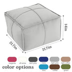 MeMoreCool Stuffed Round Pouf Ottoman Foot Rest, Floor Pouf Foot Stool with Soft Foam Chunk Filling, Small Round Ottoman Footstool Circle Footrest for Living Room - color: Piping Light Grey