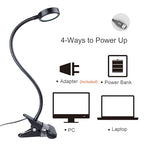LEPOWER Clip on Light/Reading Lights/Book Light/Desk Lamp Color Changeable/Night Lights Clip on for Desk, Bed Headboard and Computers, Adapter Included (Black) Metal - color: Black
