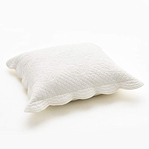 Calla Angel Sage Garden Luxury Pure Cotton Matelasse Quilted Pillow Sham, Euro, 26x26, Ivory - color: Ivory, size: European