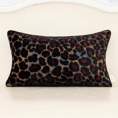 Alerfa Black Floral Throw Pillow Cover 12 x 20 Inch Cut Velvet Rectange Luxury Decorative Lumbar Pillow Cover for Couch Living Room Bedroom - color: Black, size: 20" x 12" (Pack of 1)