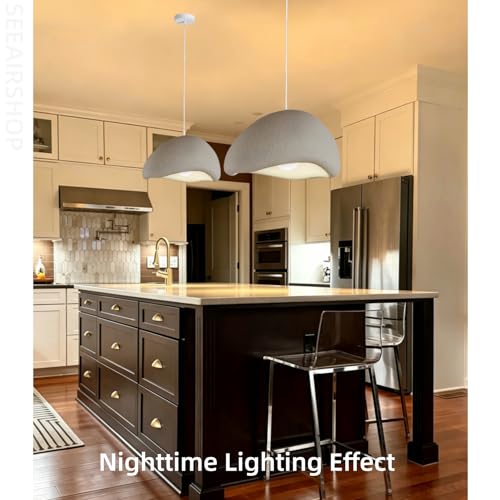 Scandinavian Pendant Lights Kitchen Island White Concrete Cement Look Pendant Light Dome Hanging Lamp Wabi Sabi Chandelier - Medium - color: White, size: Medium 15.7”