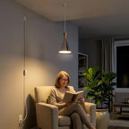 DEC LUCE DECOLUCE LIGHTING Modern Plug in Pendant Light Kitchen, Adjustable Hanging Lamps Plug into Wall Outlet for Dining Room, Bedroom, Living Room, Contemporary Wall Décor(Chrome) - size: funnel pendant light chrome