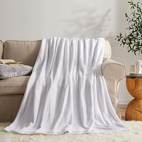 KMUSET Fleece Blanket Twin Size White Lightweight Throw Blanket Super Soft Cozy Microfiber Blanket 60x80 Inches - color: White, size: Twin(60"x80")