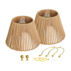 Rattan Lamp Shades Set of 2, Floor Lamps with Lamp Harps Lamp Shade Holder, Fabric Drum Shade with PVC Lining, Spider Fitter for Table Lamps,Floor Lamps, 5.5x8.7x6.6 Inch - color: Brown with Holder