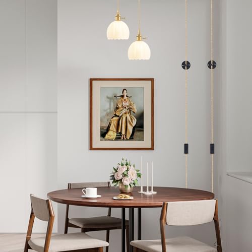 Plug in Pendant Light Fixtures, Hanging Light Fixture Vintage Glass Pendant Light, Mini Milk White Tulip Hanging Lamp, Pendant Lighting for Kitchen Island, Bedroom, Dining Room, Living Room - color: Tulip Milk White
