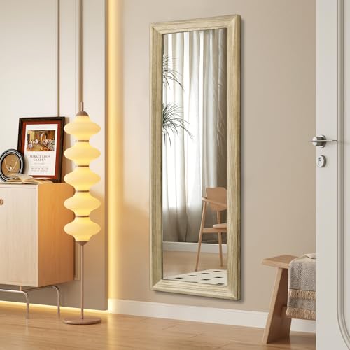 AAZZKANG Full Length Door Mirror Wooden Frame Large Mirrors for Wall 47"x16" Rectangular for Bedroom Living Room Bathroom Dressing Room Home Entryway - color: Natural, size: 47"L x 16"W