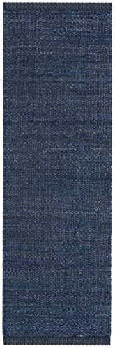 SAFAVIEH Natural Fiber Collection Runner Rug - 2'6" x 6', Navy, Handmade Boho Fringe Woven Jute, Ideal for High Traffic Areas in Living Room, Bedroom (NF368N) - color: Navy, size: 2'6" x 6' (Runner)