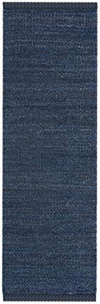 SAFAVIEH Natural Fiber Collection Runner Rug - 2'6" x 6', Navy, Handmade Boho Fringe Woven Jute, Ideal for High Traffic Areas in Living Room, Bedroom (NF368N) - color: Navy, size: 2'6" x 6' (Runner)