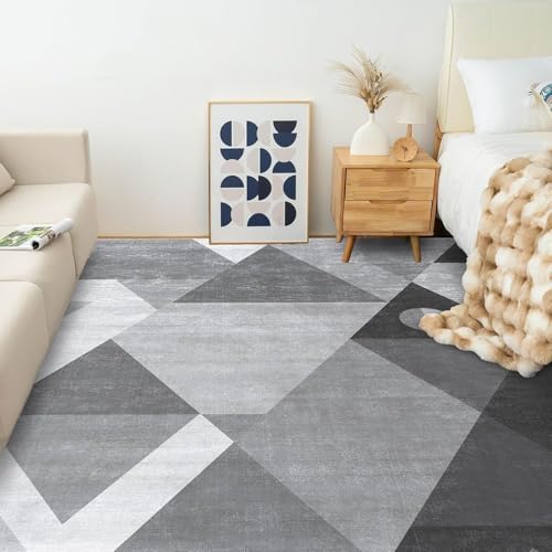 HOMFINE Washable Modern Area Rug - Geometric Style 4x6 Rugs for Living Room, Bedroom, Machine Washable Rug Soft Non Slip Non Shedding Area Rug - Grey, 4'x6' - color: Grey, size: 4'x 6'(Rectangular)