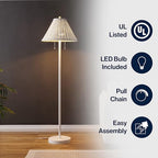 JONATHAN Y 61" White 2-Light Coastal Bohemian LED Floor Lamp for Living Room, Brown Rattan Shade, Mid-Century Modern Tall Standing Lamp, Pull-Chain, LED Bulbs Included (JYL3092B) - color: White