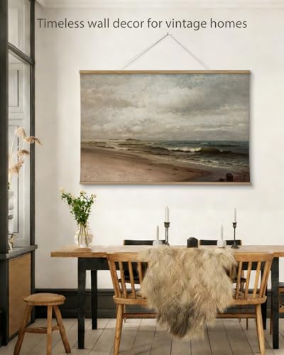 ARPEOTCY Extra Large Vintage Framed Wall Art, 36x54 Inch Coastal Ocean Beach Seascape Hanging Canvas Prints Scroll Wall Art Decor for Living Room Bedroom, Retro Scenery Pictures Above of Bed - color: Coastal Ocean