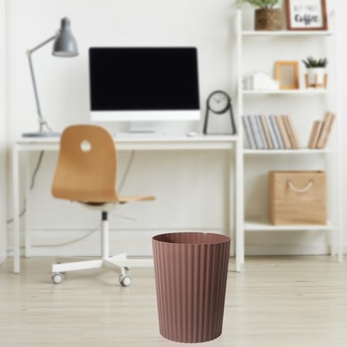 JiatuA Small Trash Can Plastic Wastebasket Round Garbage Container Bin for Bathroom, Kitchen, Bedroom, Home Office, College Dorm, Brown - color: Brown, size: 1.8 Gallons