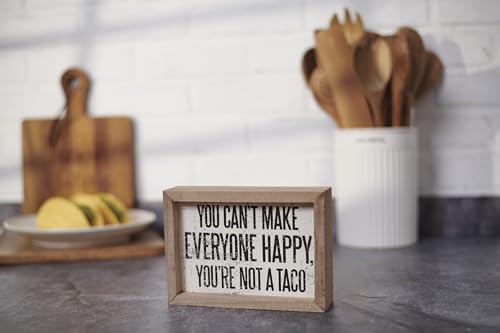 Primitives by Kathy Rustic Farmhouse Decor - Inspirational Wall Art, Wooden Table/Shelf Decor, Boho Kitchen Accessories 5”x7” - style: Not A Taco Inset Sign