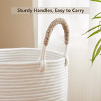 60L Laundry Hamper Basket Tall Woven Cotton Rope Clothes Hamper for Baby Girls Nursery Kids Blanket Basket in Living Room Bathroom Bedroom Brown 15Dx20H Inches Large - color: Brown1, size: Large (60L)