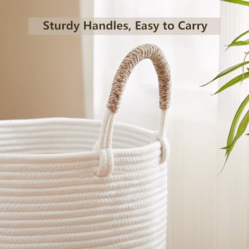 80L Extra Large Laundry Hamper Basket Tall Woven Rope Clothes Hamper Blanket Basket for Living Room Bathroom Bedroom Brown 16"L x 16"W x 22"H - color: Brown1, size: Extra Large (80L)