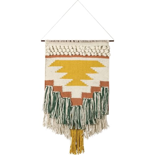 Primitives by Kathy Gypsy Hand Woven Wall Hanging, 14" x 25", Yellow/Green, 8541857714 - size: 25"L x 14"W