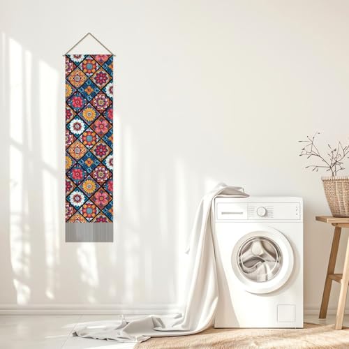 SUPERDANT Pack of 2 Boho Mandala Tapestry Wall Hanging Decor Tapestry For Bedroom Vertical Tapestries Blanket Long Narrow Wall Art with Tassel for Home Living Room Dorm Aesthetic Decoration Gifts