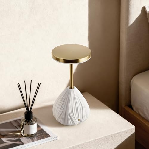 RONDURE 10.6" Ceramic Cordless Table Lamp, Portable Rechargeable Table lamp, Touch Dimmable Warm Ambient Lighting for Living Room, Bedroom, Dining Room, Fast Charging & Long Lasting - style: Lumina