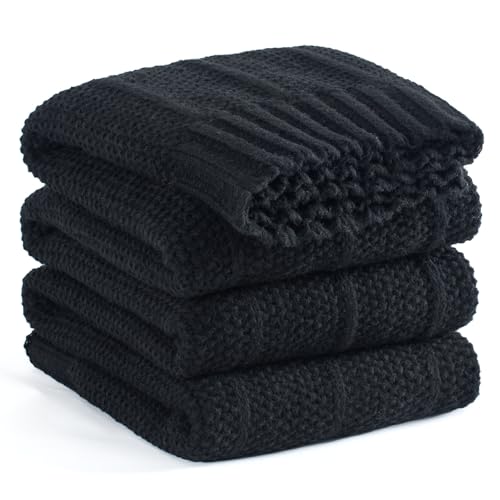 Carriediosa Knit Throw Blanket for Couch 60" X 80" Twin, Soft Cozy Stripe Pattern Cable Knitted Throws Fall Fluffy Textured Solid Home Decor Blankets Couch Cover for Bed Sofa, Black - color: Black, size: 60" X 80"