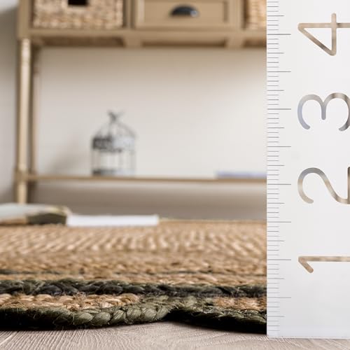 SAFAVIEH Area Rug 5x8 - Natural Fiber Collection - Natural & Olive, Handmade Jute, Ideal for Living Room, Bedroom, Dining Space (NFB125X) - color: Natural/Olive, size: 5' x 8' (Rectangular)